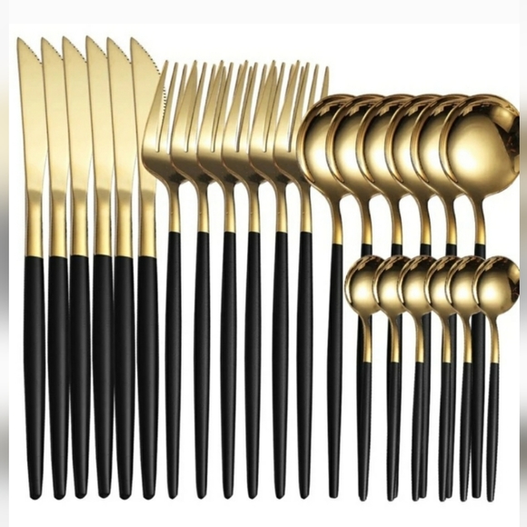 24pcs Stainless Steel Cutlery Set,Stainless Steel, Portuguese Cutlery Sp… - Picture 2 of 8